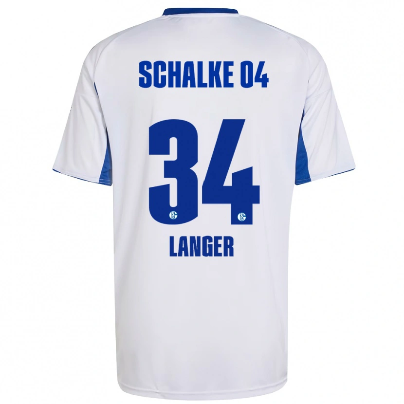Danxen Niño Camiseta Michael Langer #34 Blanco Azul 2ª Equipación 2025/26 La Camisa