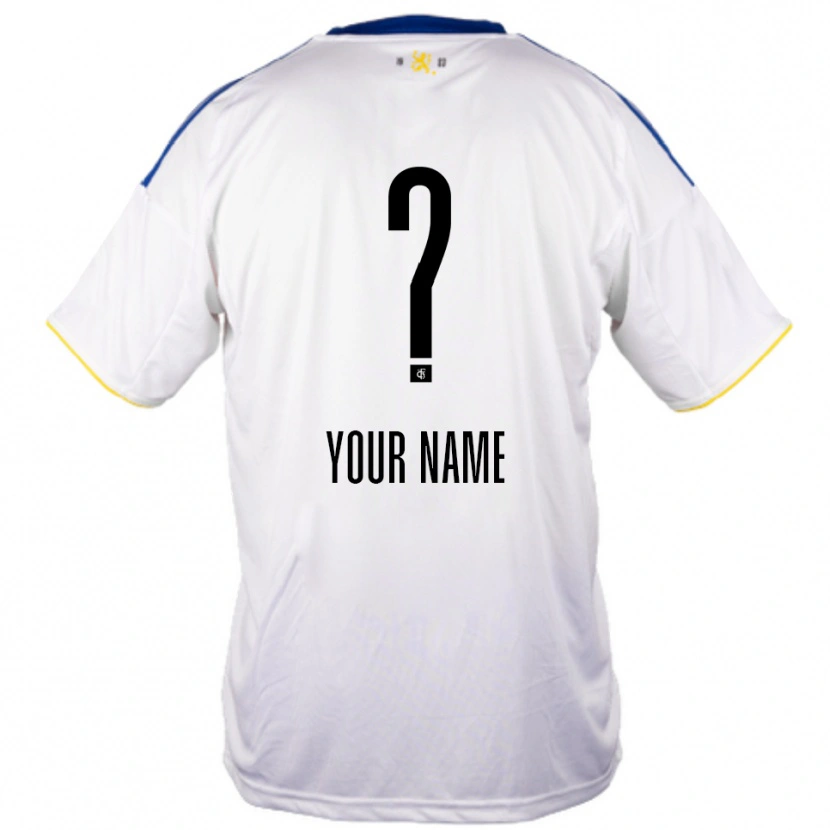 Danxen Niño Camiseta Su Nombre #0 Blanco Azul Amarillo 2ª Equipación 2025/26 La Camisa