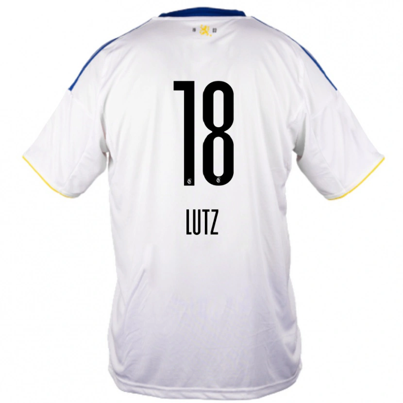 Danxen Niño Camiseta Moritz Lutz #18 Blanco Azul Amarillo 2ª Equipación 2025/26 La Camisa