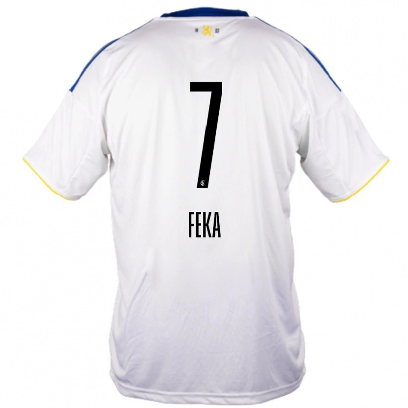 Danxen Niño Camiseta Lukas Feka #7 Blanco Azul Amarillo 2ª Equipación 2025/26 La Camisa
