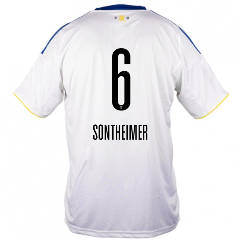 Danxen Niño Camiseta Patrick Sontheimer #6 Blanco Azul Amarillo 2ª Equipación 2025/26 La Camisa