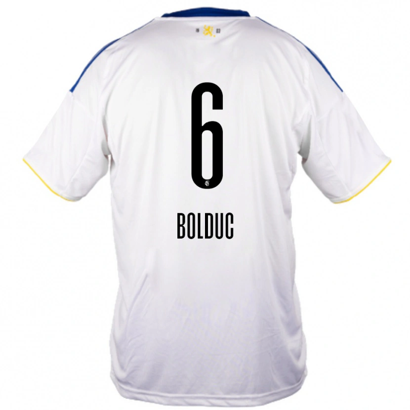 Danxen Niño Camiseta Tyler Bolduc #6 Blanco Azul Amarillo 2ª Equipación 2025/26 La Camisa