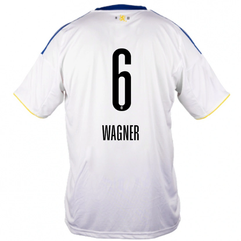 Danxen Niño Camiseta Emil Wagner #6 Blanco Azul Amarillo 2ª Equipación 2025/26 La Camisa