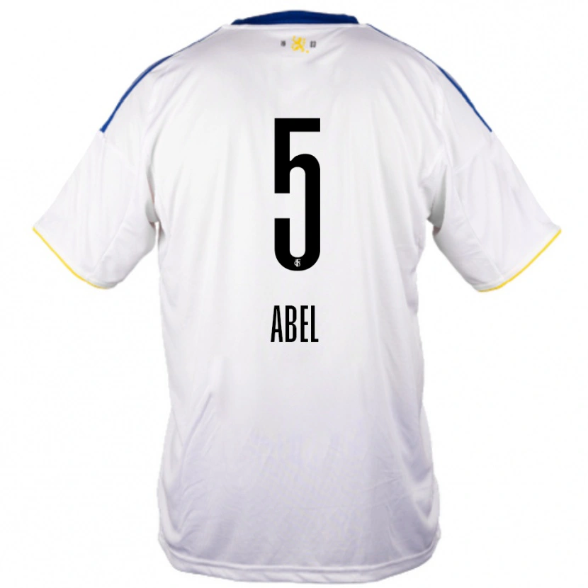 Danxen Niño Camiseta Andris Abel #5 Blanco Azul Amarillo 2ª Equipación 2025/26 La Camisa