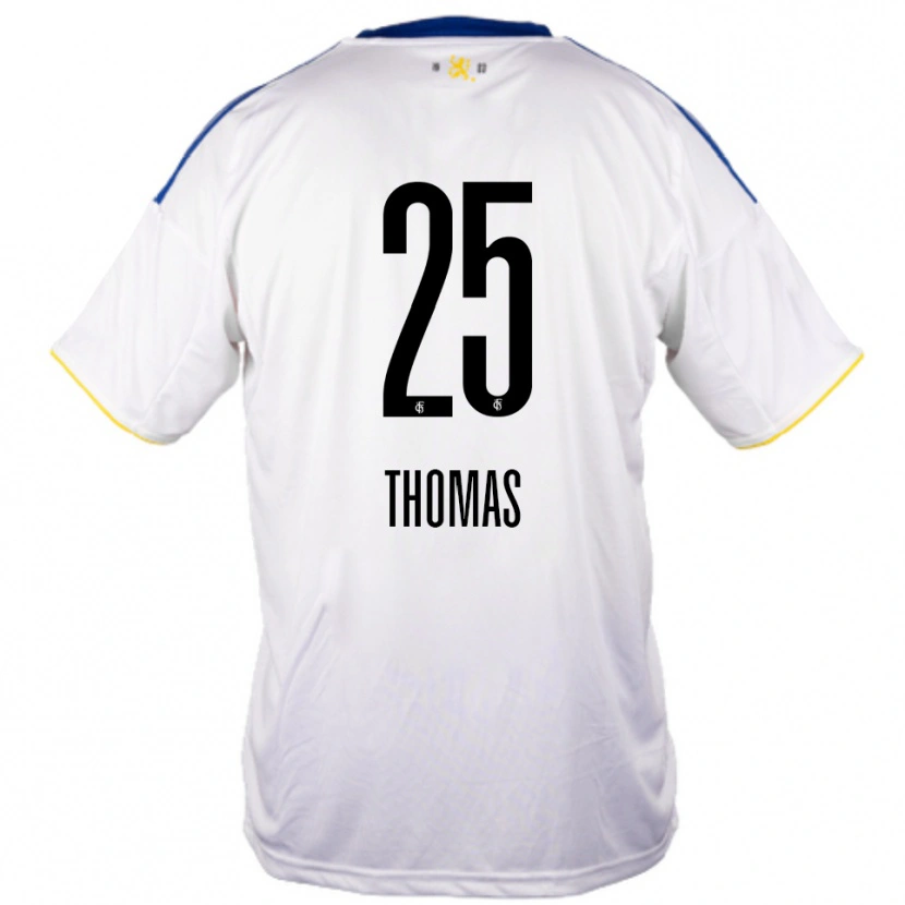 Danxen Niño Camiseta Jakob Thomas #25 Blanco Azul Amarillo 2ª Equipación 2025/26 La Camisa