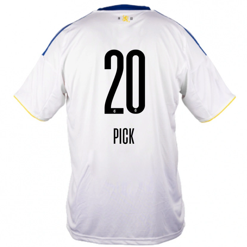 Danxen Niño Camiseta Florian Pick #20 Blanco Azul Amarillo 2ª Equipación 2025/26 La Camisa