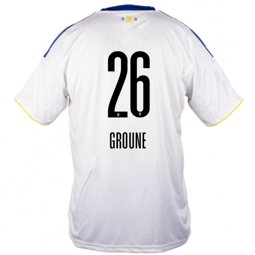 Danxen Niño Camiseta Amine Groune #26 Blanco Azul Amarillo 2ª Equipación 2025/26 La Camisa