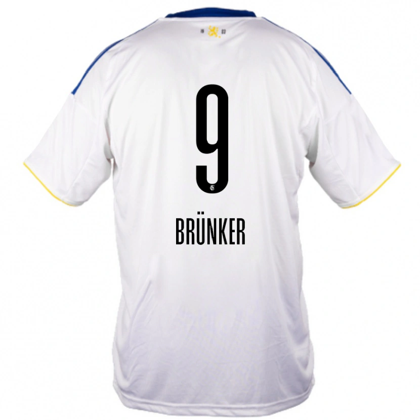 Danxen Niño Camiseta Kai Brünker #9 Blanco Azul Amarillo 2ª Equipación 2025/26 La Camisa