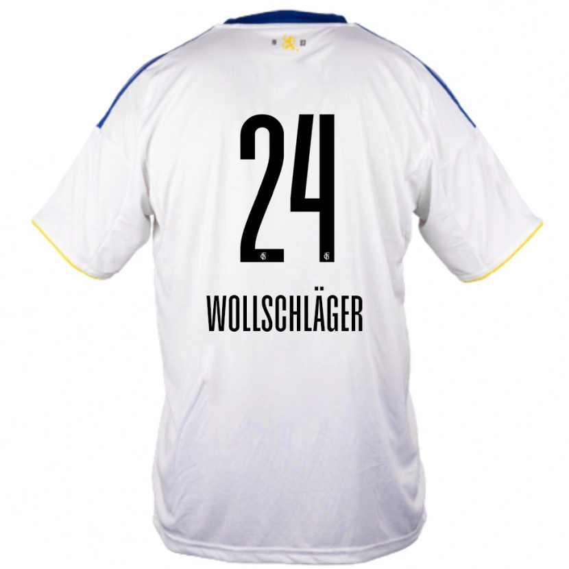 Danxen Niño Camiseta Luca Wollschläger #24 Blanco Azul Amarillo 2ª Equipación 2025/26 La Camisa