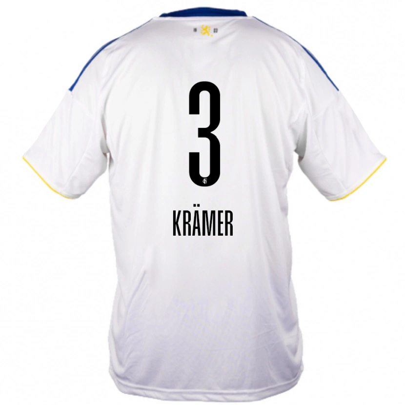 Danxen Niño Camiseta Nils Krämer #3 Blanco Azul Amarillo 2ª Equipación 2025/26 La Camisa