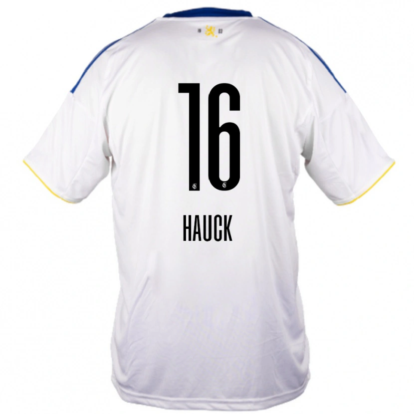 Danxen Niño Camiseta Kristin Hauck #16 Blanco Azul Amarillo 2ª Equipación 2025/26 La Camisa