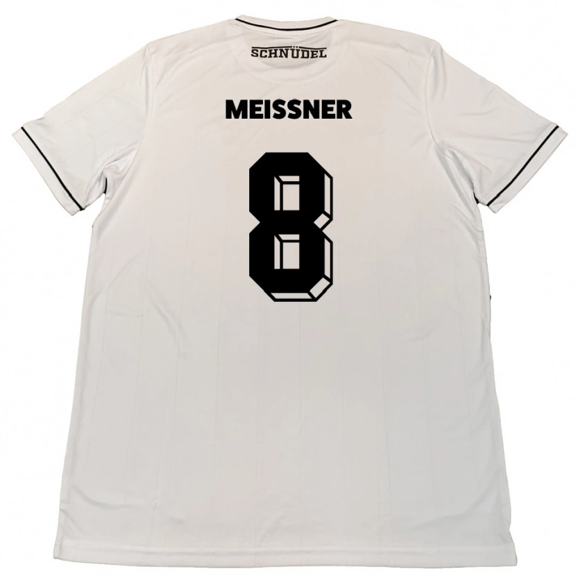 Danxen Niño Camiseta Thomas Meißner #8 Blanco Negro 2ª Equipación 2025/26 La Camisa