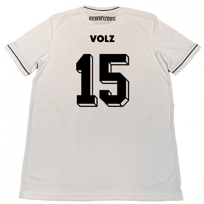 Danxen Niño Camiseta Andrej Volz #15 Blanco Negro 2ª Equipación 2025/26 La Camisa
