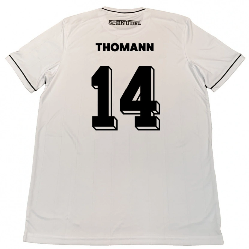 Danxen Niño Camiseta Martin Thomann #14 Blanco Negro 2ª Equipación 2025/26 La Camisa