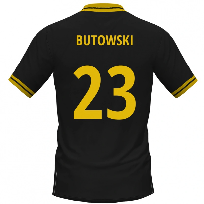 Danxen Niño Camiseta Dennis Butowski #23 Negro Amarillo 2ª Equipación 2025/26 La Camisa