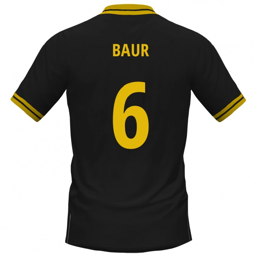 Danxen Niño Camiseta Mauro Baur #6 Negro Amarillo 2ª Equipación 2025/26 La Camisa
