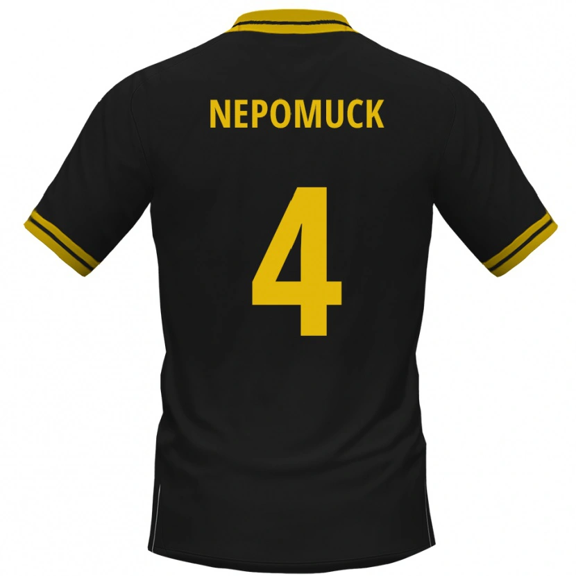 Danxen Niño Camiseta Simon Nepomuck #4 Negro Amarillo 2ª Equipación 2025/26 La Camisa