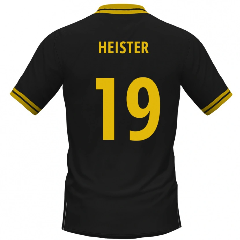 Danxen Niño Camiseta Florian Heister #19 Negro Amarillo 2ª Equipación 2025/26 La Camisa