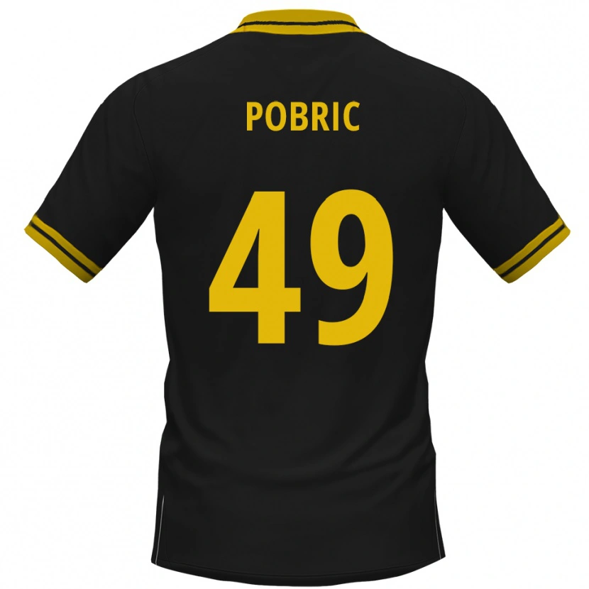 Danxen Niño Camiseta Mika Pobric #49 Negro Amarillo 2ª Equipación 2025/26 La Camisa