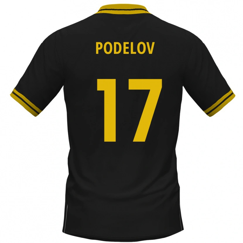 Danxen Niño Camiseta David Podelov #17 Negro Amarillo 2ª Equipación 2025/26 La Camisa