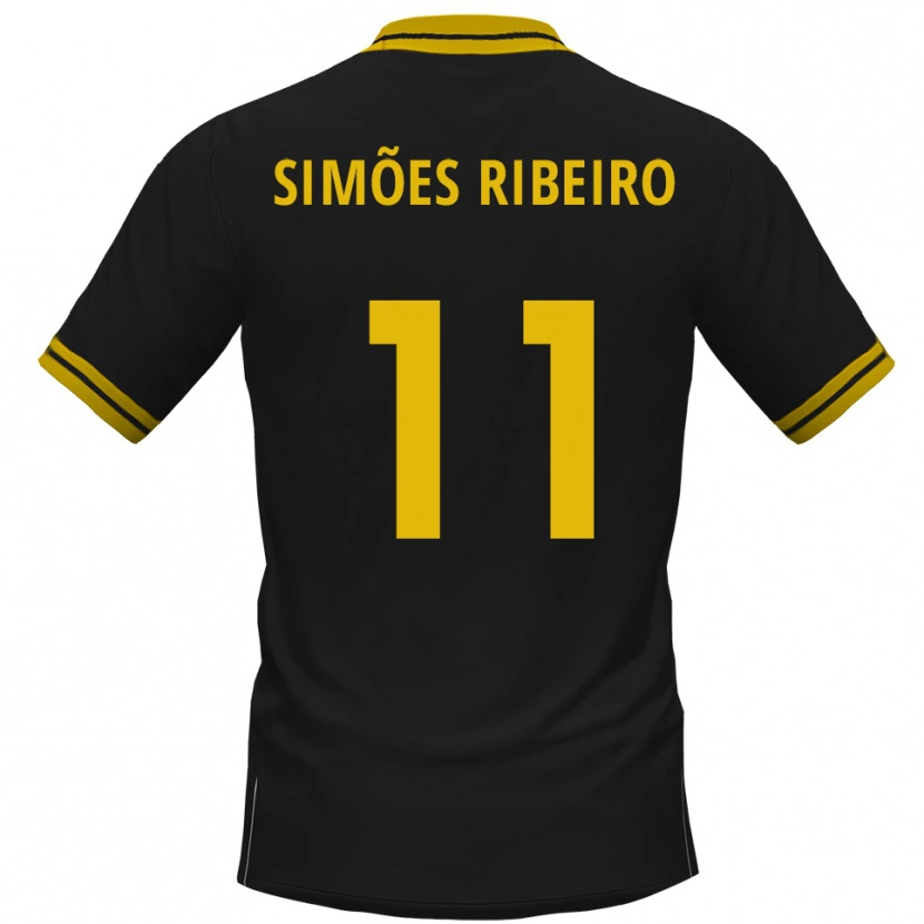 Danxen Niño Camiseta Dominik Simões Ribeiro #11 Negro Amarillo 2ª Equipación 2025/26 La Camisa