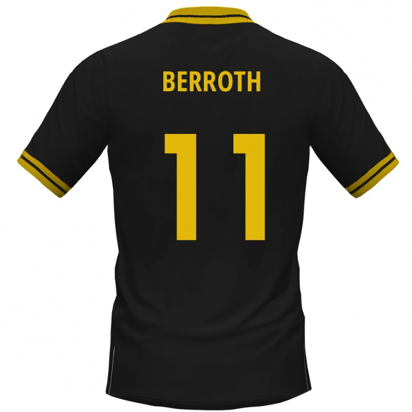 Danxen Niño Camiseta Julius Berroth #11 Negro Amarillo 2ª Equipación 2025/26 La Camisa