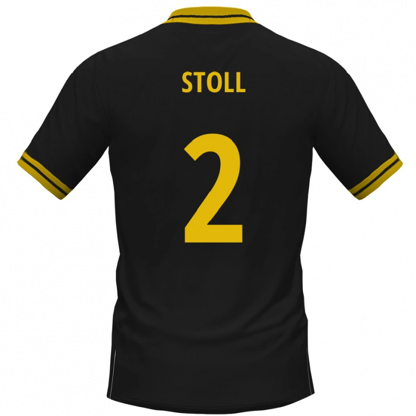 Danxen Niño Camiseta Patrick Stoll #2 Negro Amarillo 2ª Equipación 2025/26 La Camisa