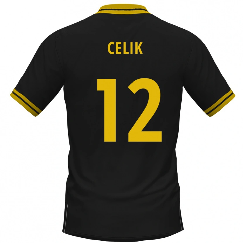 Danxen Niño Camiseta Haci Celik #12 Negro Amarillo 2ª Equipación 2025/26 La Camisa