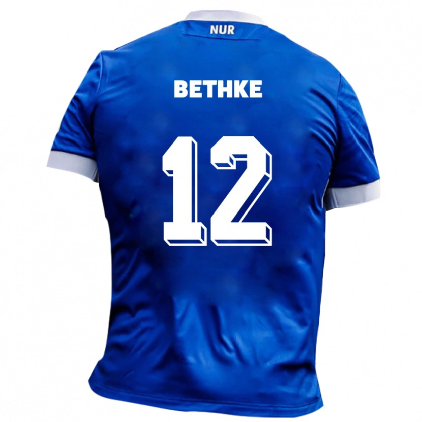Danxen Niño Camiseta Elias Bethke #12 Azul Blanco 2ª Equipación 2025/26 La Camisa