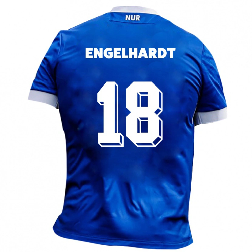 Danxen Niño Camiseta Erik Engelhardt #18 Azul Blanco 2ª Equipación 2025/26 La Camisa