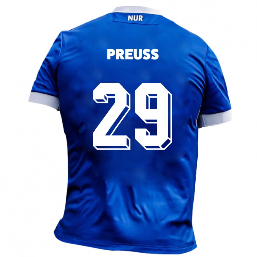 Danxen Niño Camiseta Marlon Preuß #29 Azul Blanco 2ª Equipación 2025/26 La Camisa