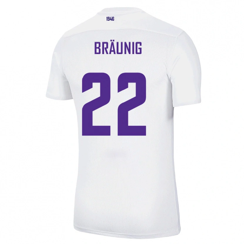 Danxen Niño Camiseta Liam Bräunig #22 Blanco Verde 2ª Equipación 2025/26 La Camisa