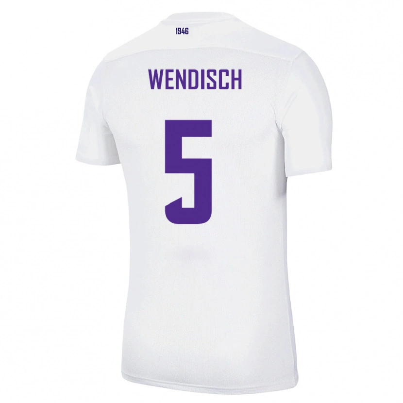 Danxen Niño Camiseta Pascal Wendisch #5 Blanco Verde 2ª Equipación 2025/26 La Camisa