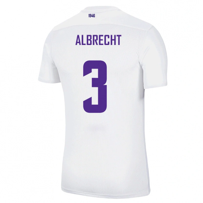 Danxen Niño Camiseta Ben Albrecht #3 Blanco Verde 2ª Equipación 2025/26 La Camisa