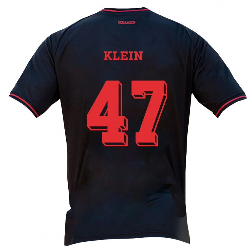 Danxen Niño Camiseta David Klein #47 Negro Rojo Blanco 2ª Equipación 2025/26 La Camisa