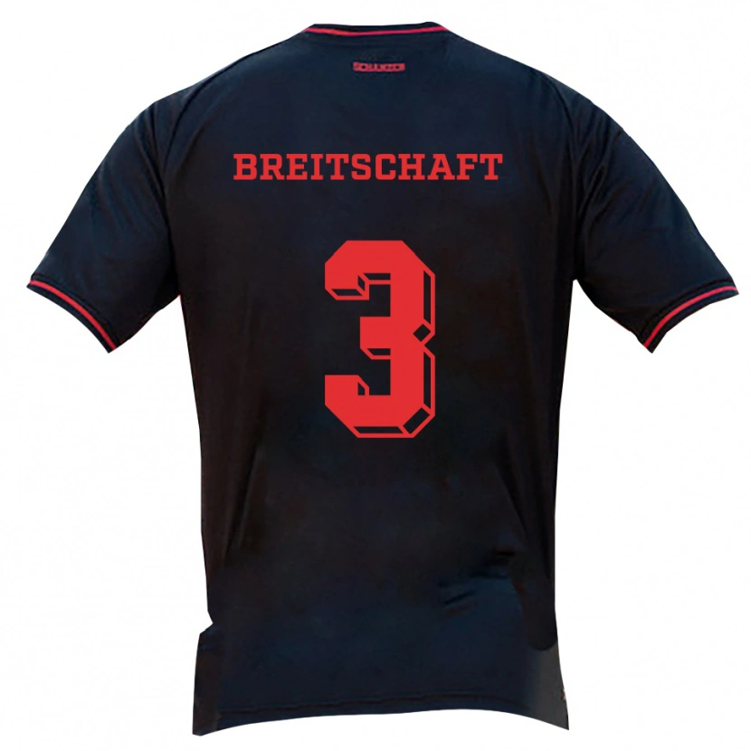Danxen Niño Camiseta Veit Breitschaft #3 Negro Rojo Blanco 2ª Equipación 2025/26 La Camisa