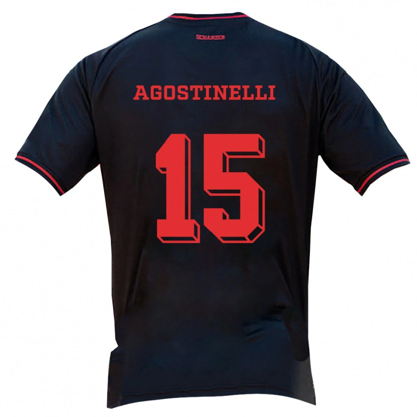 Danxen Niño Camiseta Massimo Agostinelli #15 Negro Rojo Blanco 2ª Equipación 2025/26 La Camisa