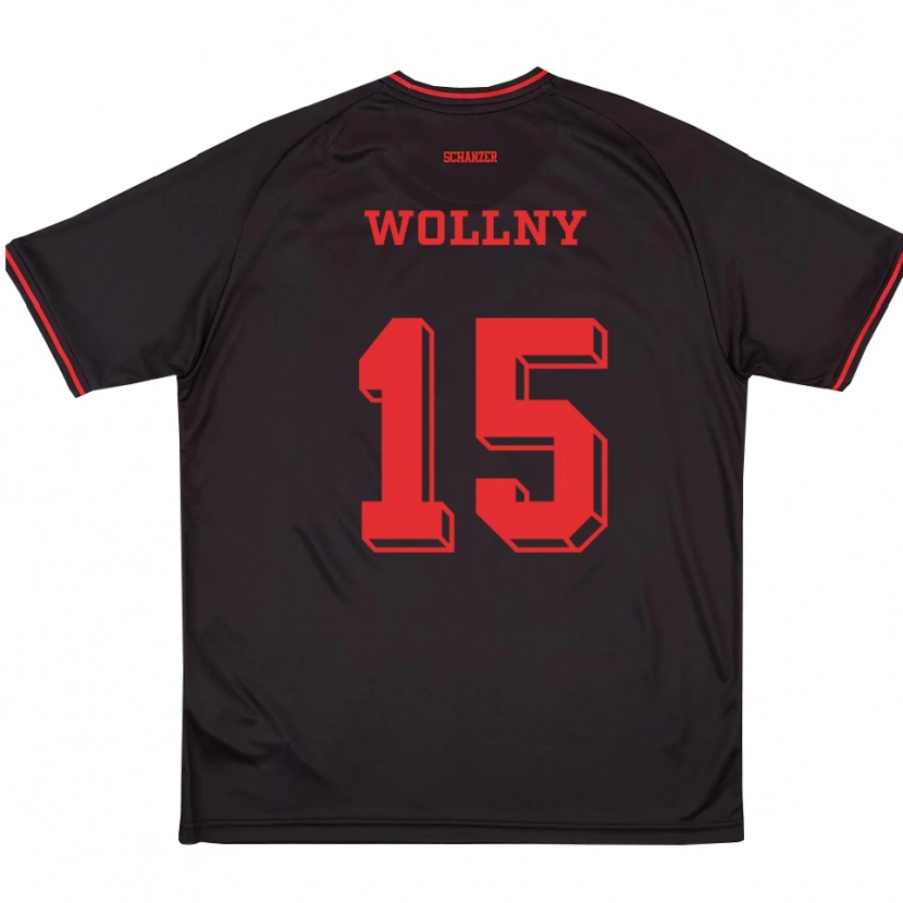 Danxen Niño Camiseta Lukas Wollny #15 Negro Rojo Blanco 2ª Equipación 2025/26 La Camisa