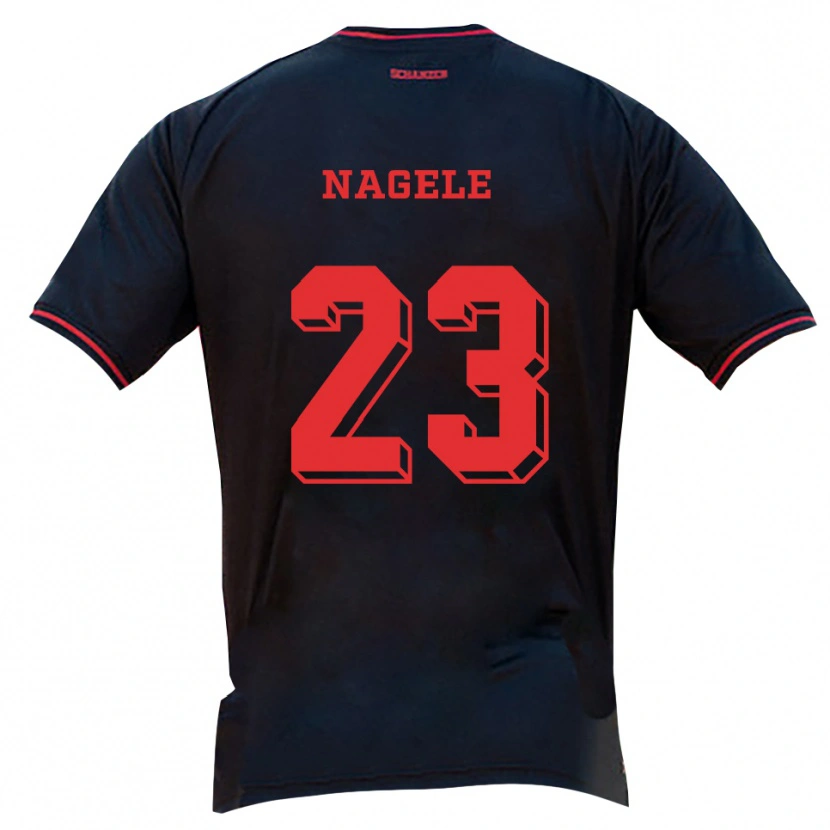 Danxen Niño Camiseta Matteo Nagele #23 Negro Rojo Blanco 2ª Equipación 2025/26 La Camisa