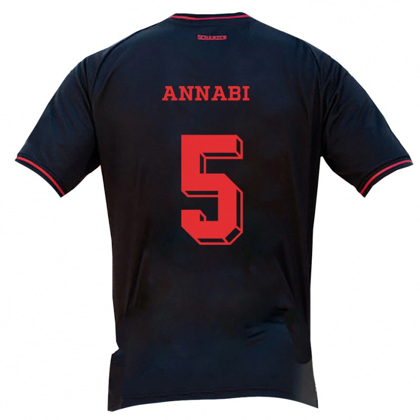 Danxen Niño Camiseta Ilias Annabi #5 Negro Rojo Blanco 2ª Equipación 2025/26 La Camisa