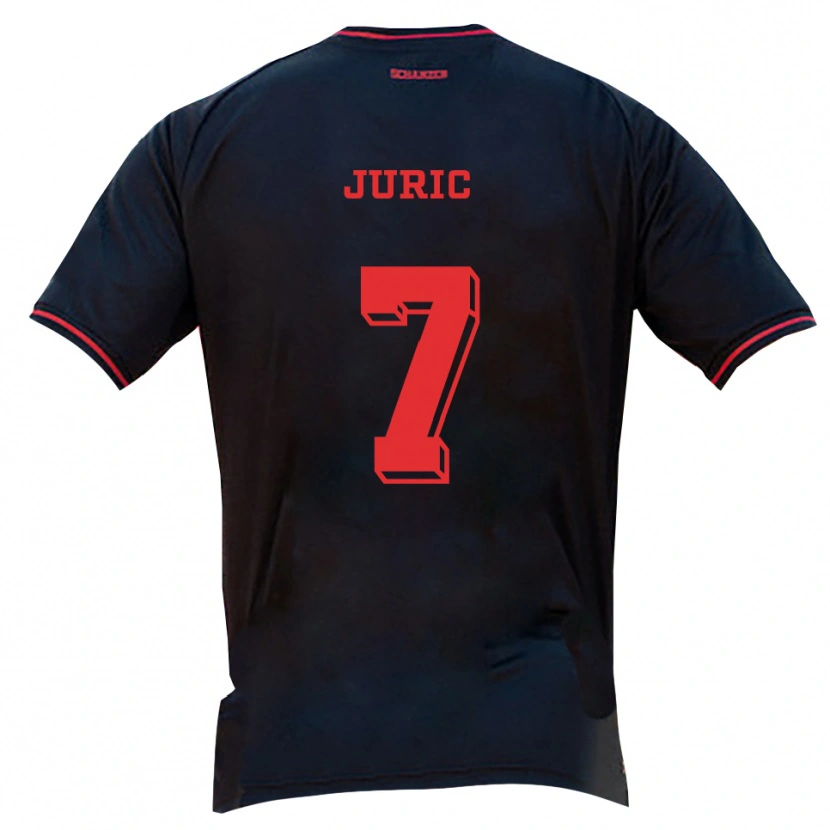 Danxen Niño Camiseta Kristjan Juric #7 Negro Rojo Blanco 2ª Equipación 2025/26 La Camisa