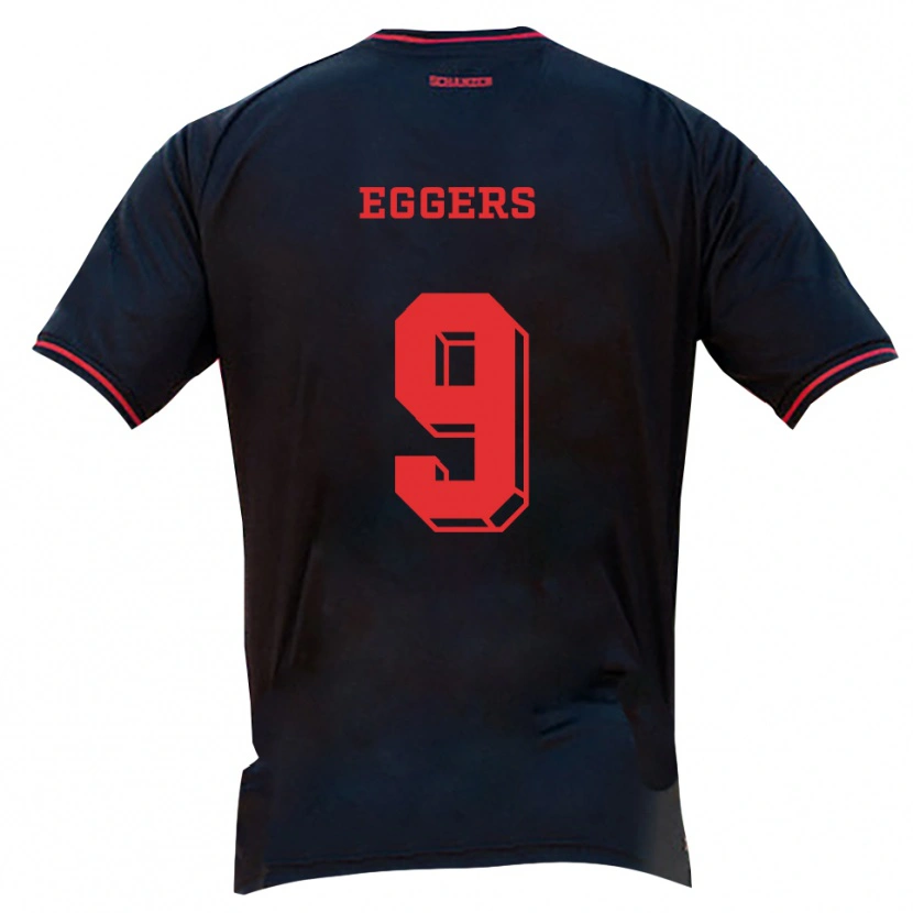 Danxen Niño Camiseta Milian Eggers #9 Negro Rojo Blanco 2ª Equipación 2025/26 La Camisa