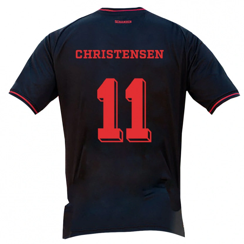 Danxen Niño Camiseta Frederik Christensen #11 Negro Rojo Blanco 2ª Equipación 2025/26 La Camisa