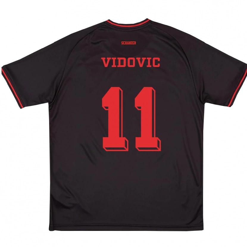 Danxen Niño Camiseta Paula Vidovic #11 Negro Rojo Blanco 2ª Equipación 2025/26 La Camisa