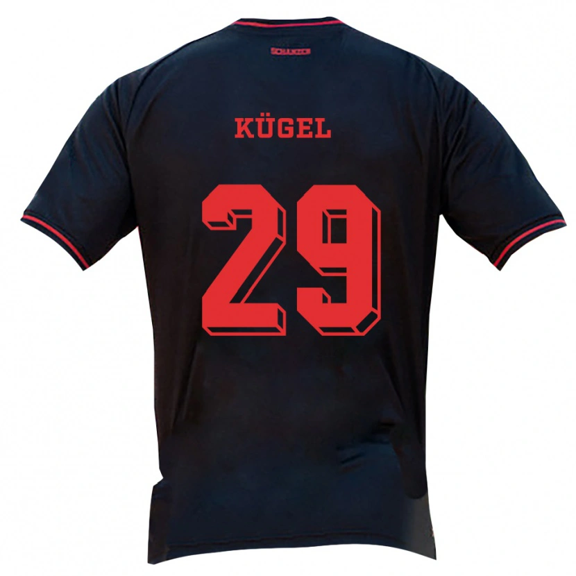 Danxen Niño Camiseta Julian Kügel #29 Negro Rojo Blanco 2ª Equipación 2025/26 La Camisa