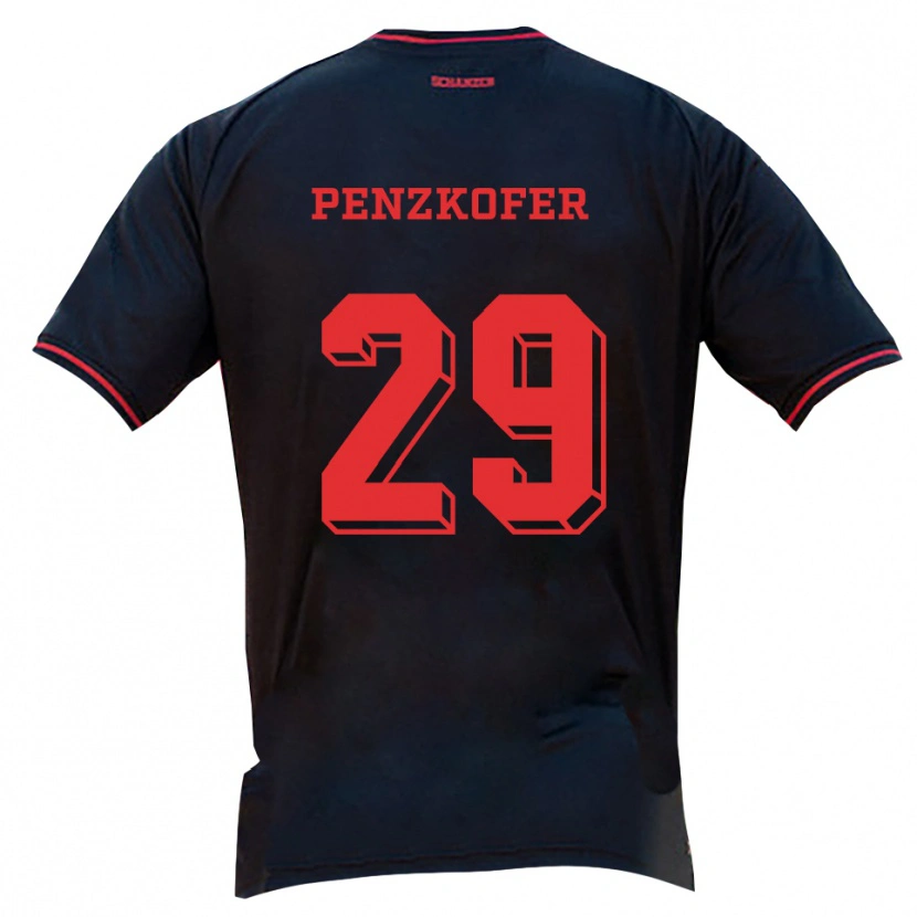 Danxen Niño Camiseta Nina Penzkofer #29 Negro Rojo Blanco 2ª Equipación 2025/26 La Camisa