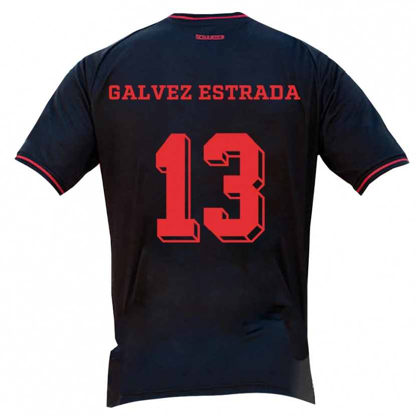 Danxen Niño Camiseta Larissa Galvez Estrada #13 Negro Rojo Blanco 2ª Equipación 2025/26 La Camisa