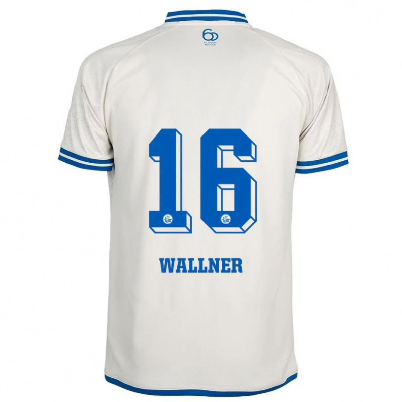 Danxen Niño Camiseta Lukas Wallner #16 Blanco Azul 2ª Equipación 2025/26 La Camisa