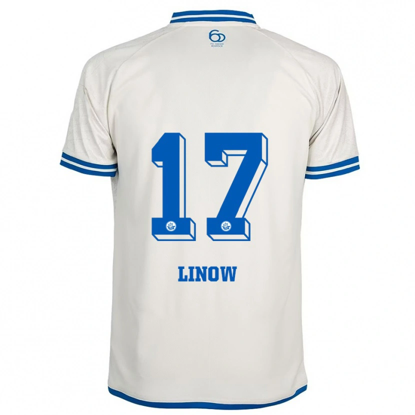 Danxen Niño Camiseta Jan Linow #17 Blanco Azul 2ª Equipación 2025/26 La Camisa