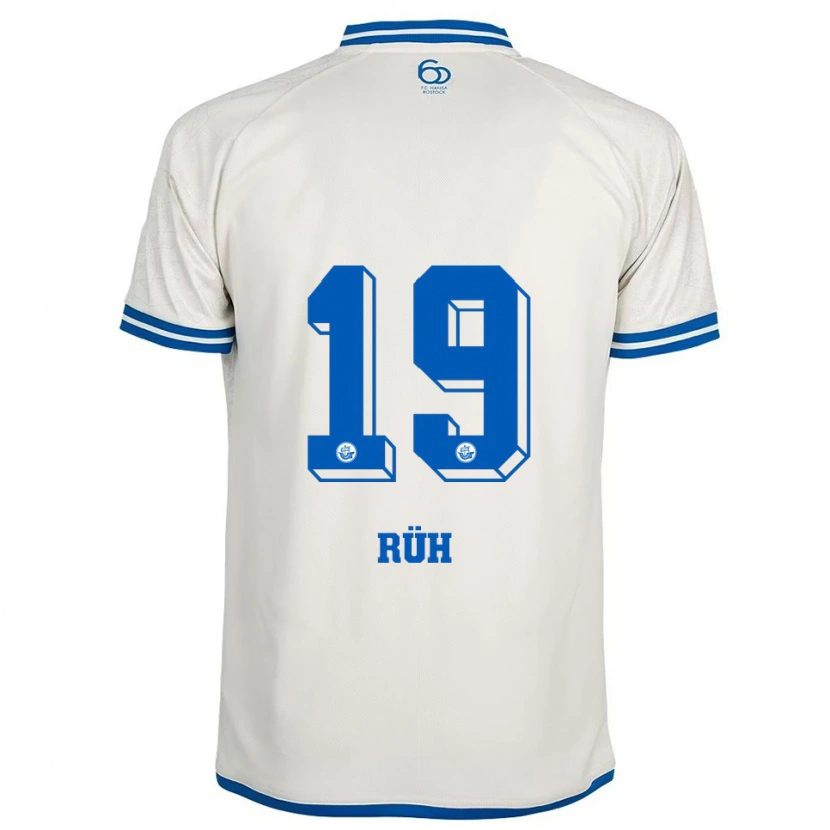 Danxen Niño Camiseta Julian Rüh #19 Blanco Azul 2ª Equipación 2025/26 La Camisa